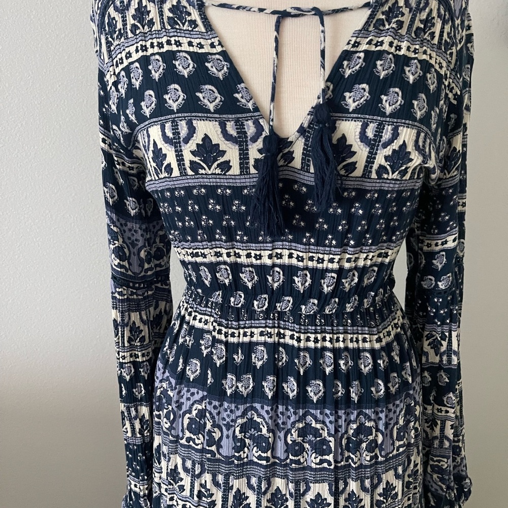 Rip curl Bohemian Blue and White Long Sleeve Dress